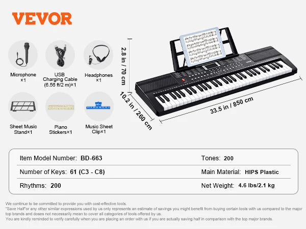 VEVOR 61 Key Digital Keyboard Piano