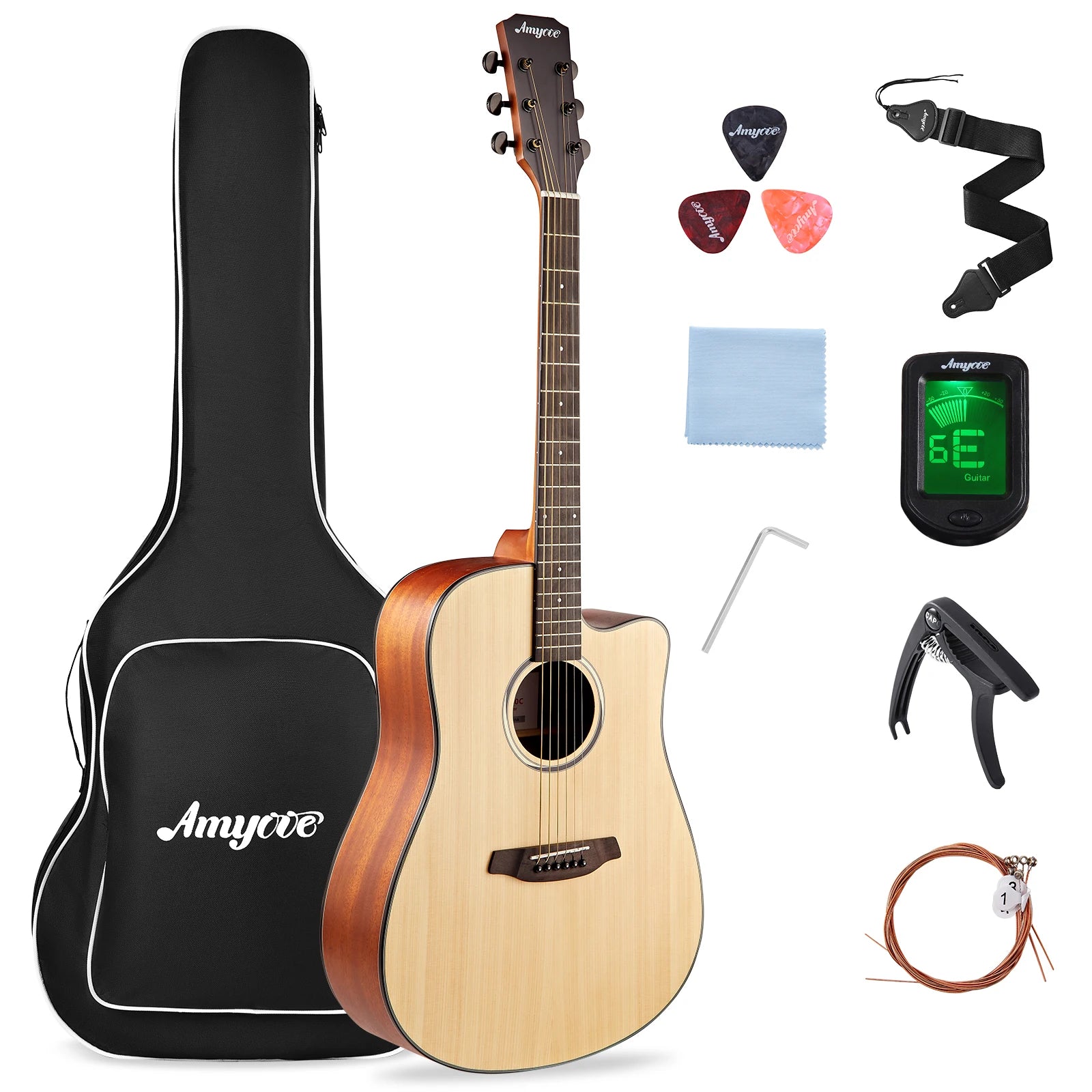 41" Acoustic Guitar Full Size Steel Acustica Guitarra with Gig Bag
