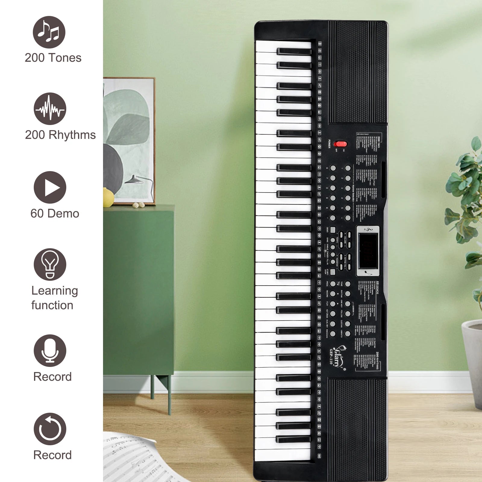 GEP-110 61 Key Keyboard with Piano Stand