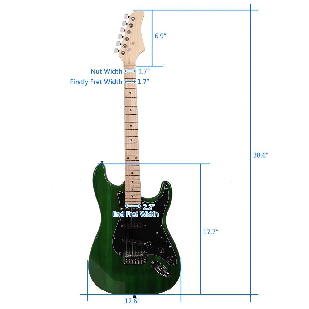 ST Stylish Electric Guitar with Black Pickguard Green