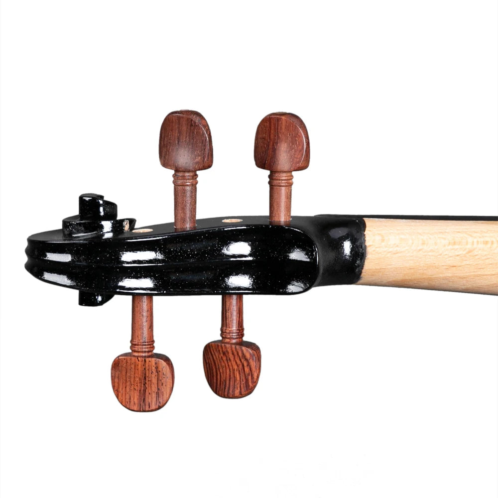 Full Size Matte Black 4/4 Spruce Panel Wooden Violin Set with Case Bow