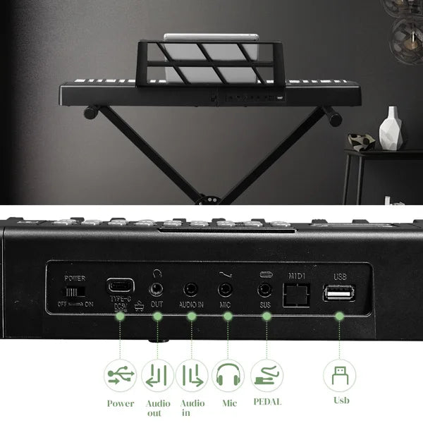 61 Key Folding Keyboard Piano Bluetooth