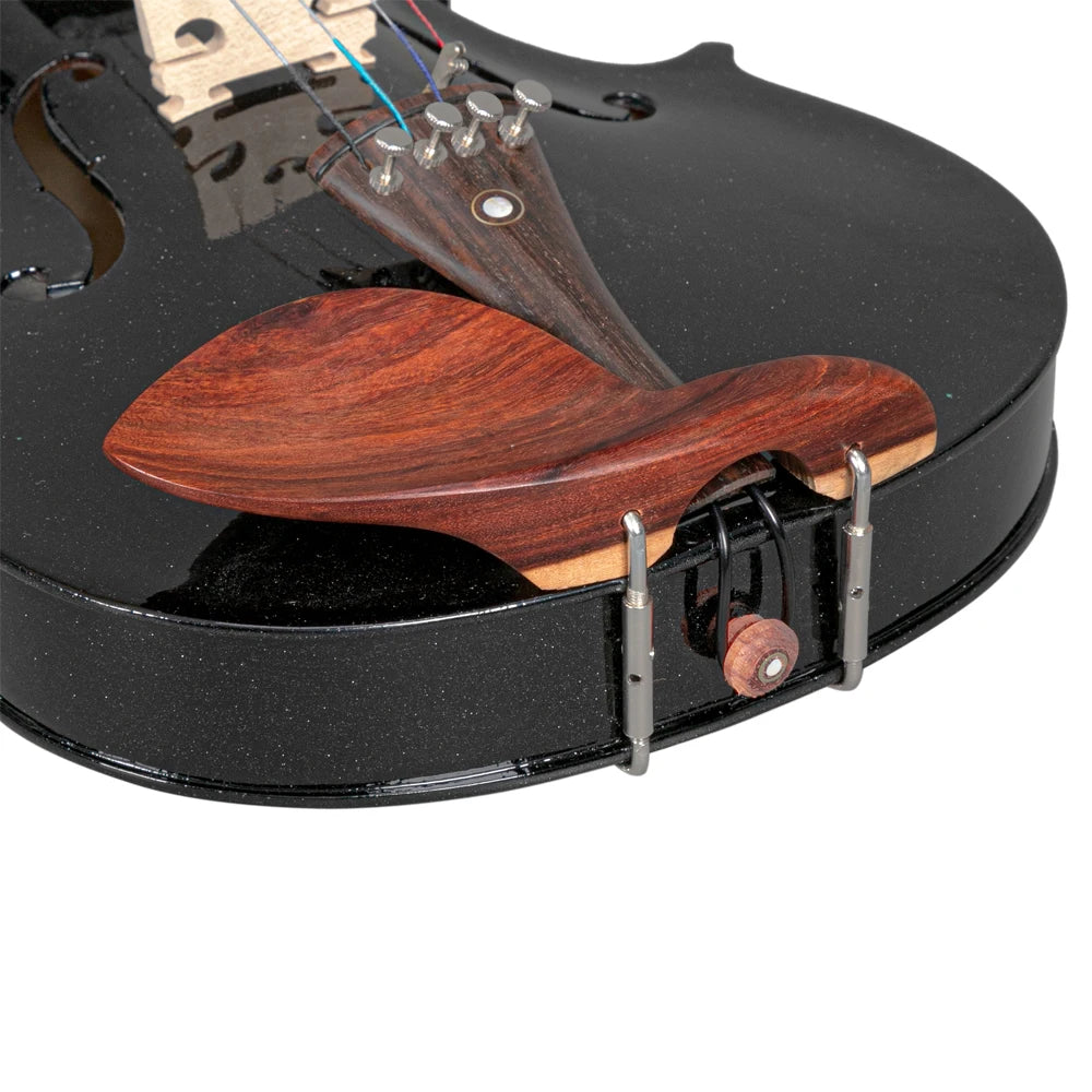 Full Size Matte Black 4/4 Spruce Panel Wooden Violin Set with Case Bow