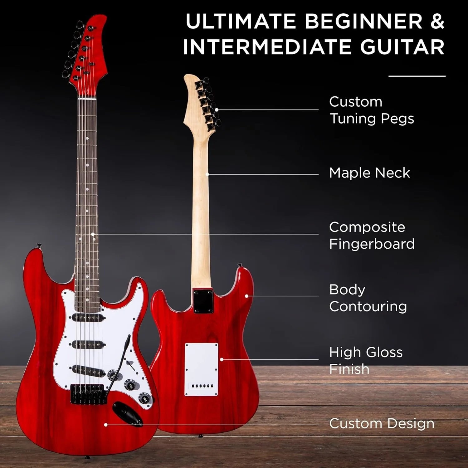 39in Full Size Beginner Electric Guitar Starter Kit w/Case