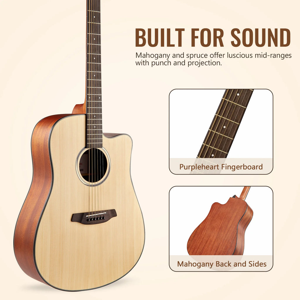 41" Acoustic Guitar Full Size Steel Acustica Guitarra with Gig Bag